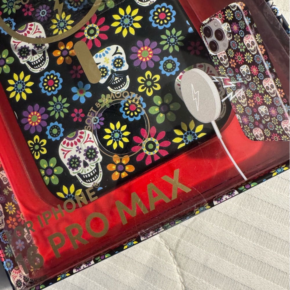 Colorful Skull & Flower iPhone 16 Pro Max Case by Poppy-in time 4 spooky season